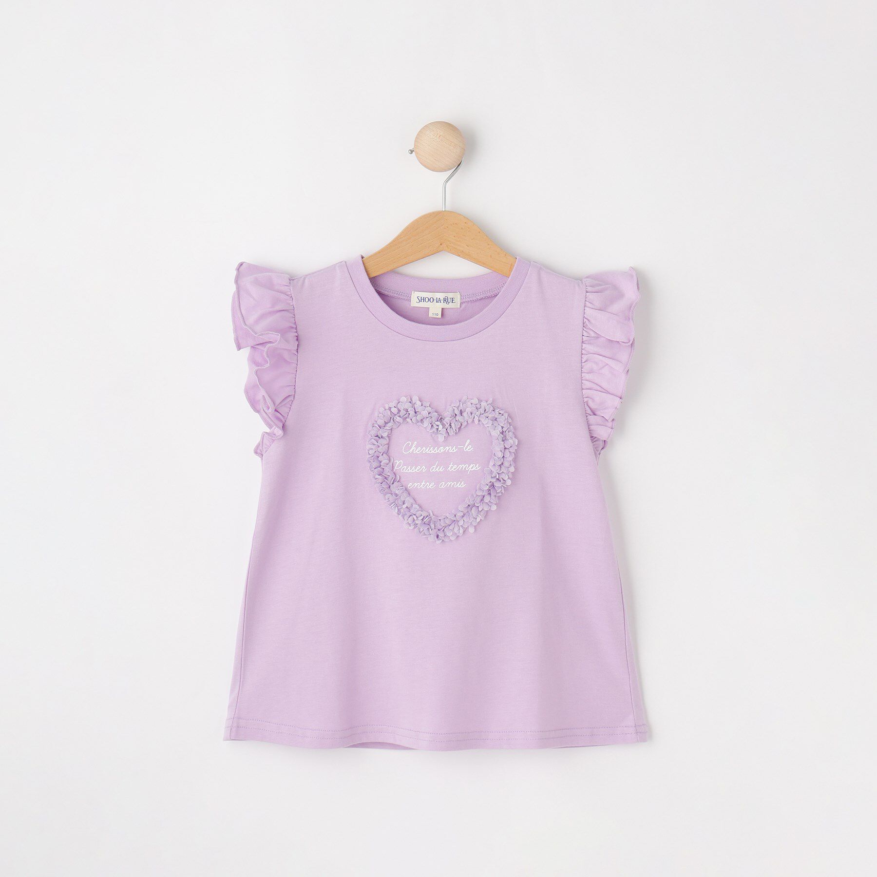 SHOO･LA･RUE「【100-150cm/ひんやり】花びらモチーフTシャツ」|Tシャツ・カットソー|パープル(081)