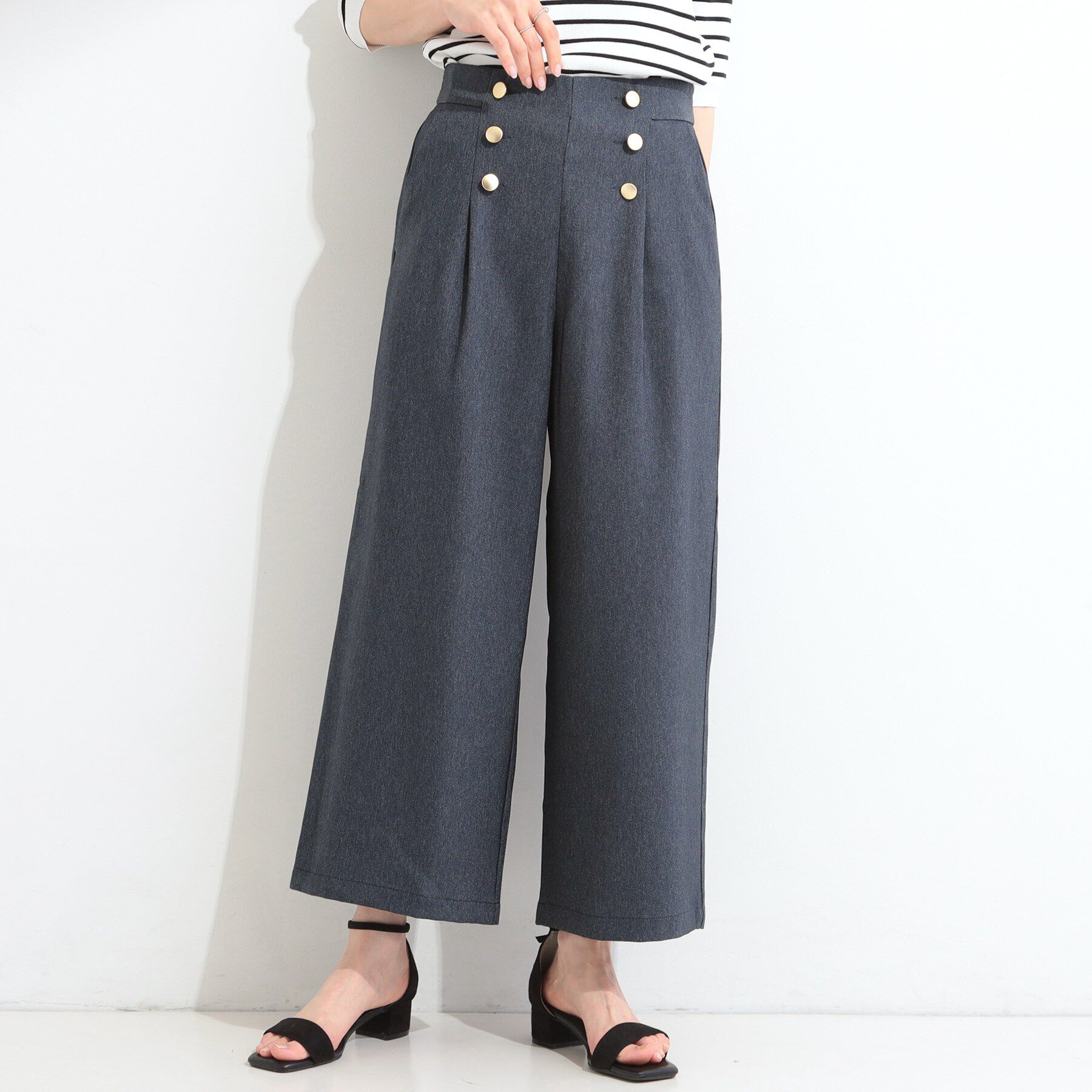 SHOO･LA･RUE「【S-LL/洗濯機可】金ボタンが上品 デニム調マリンパンツ」|その他|