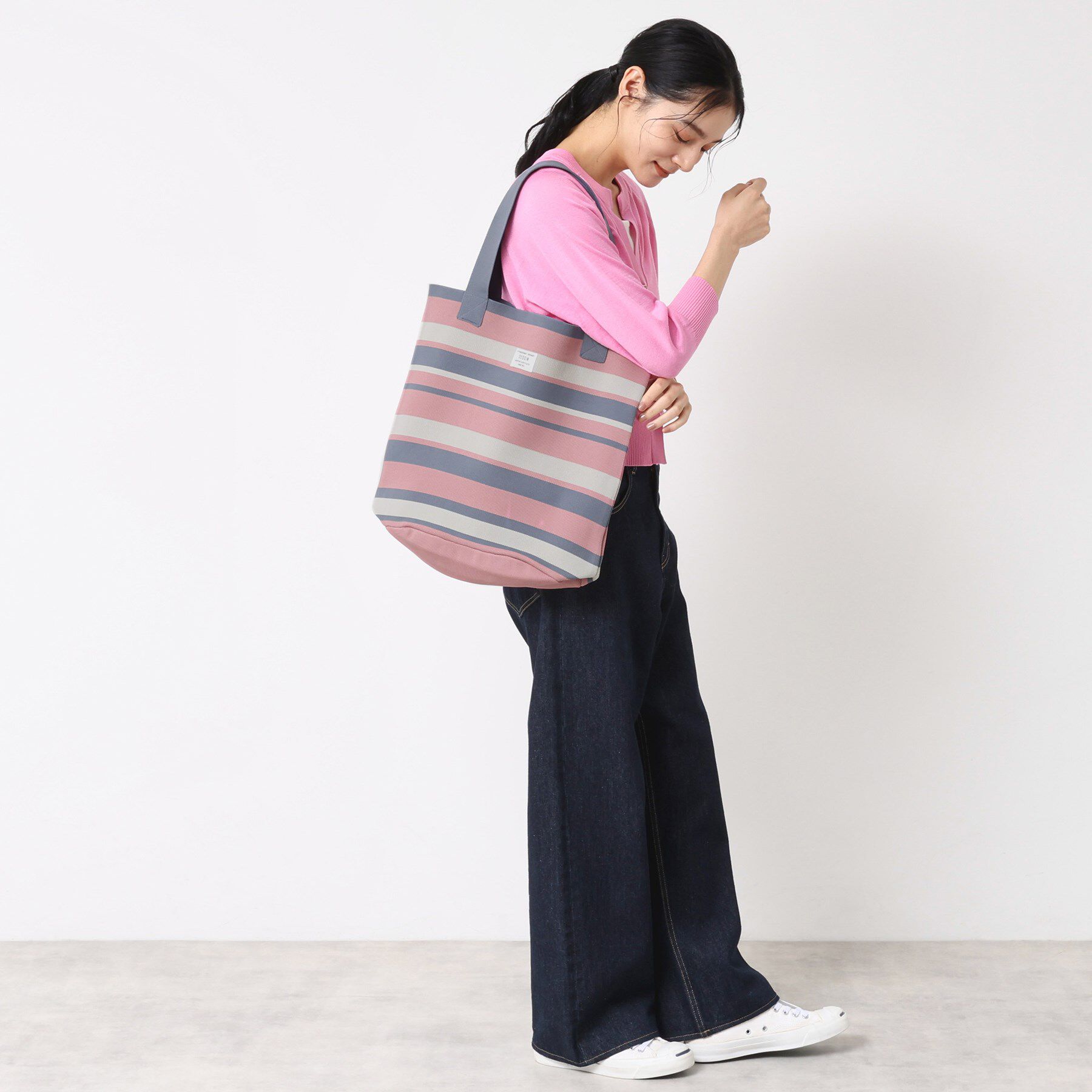 Dessin「【マシンウォッシャブル・A4収納可】ランダムボーダーニットBAG」|トートバッグ|