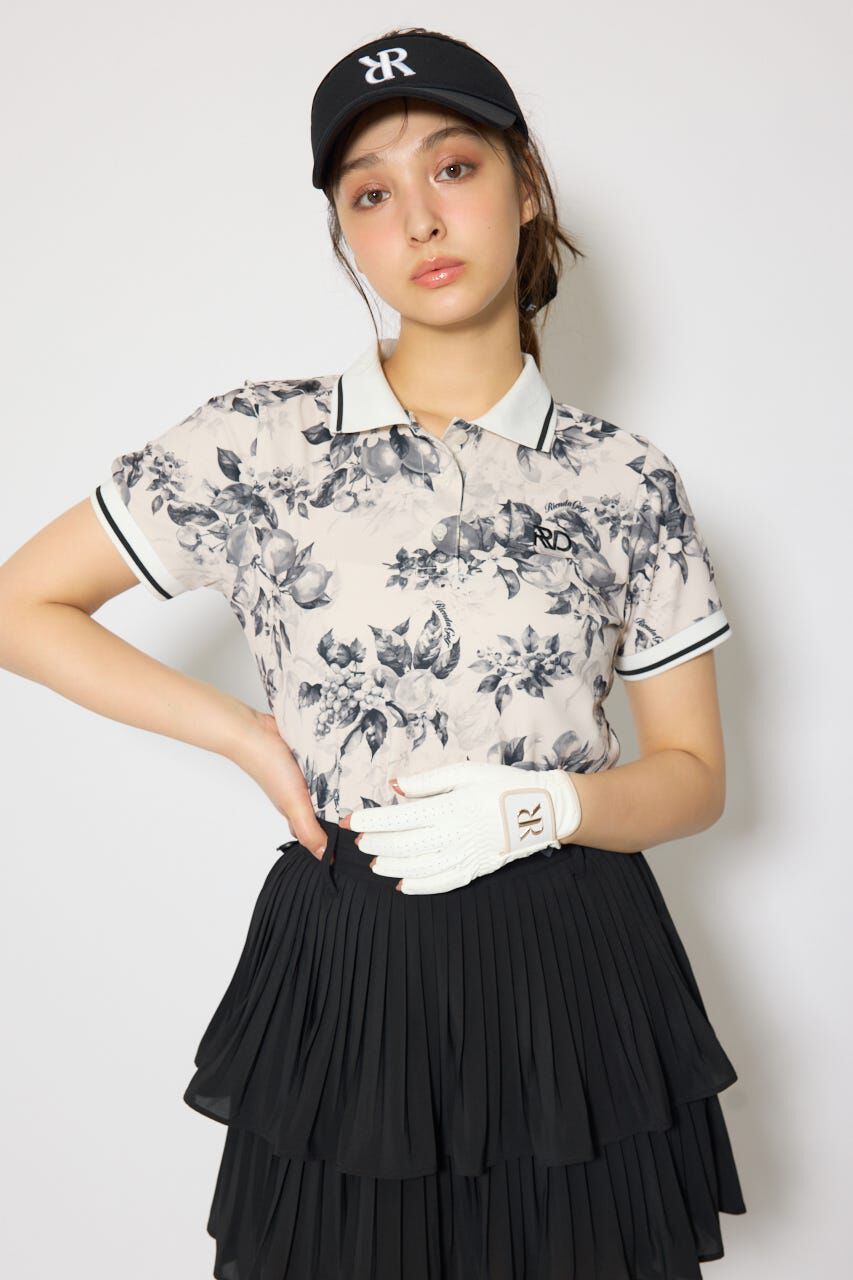 rienda「ラインコンパクトポロトップス」|Tシャツ・カットソー|柄BLK5