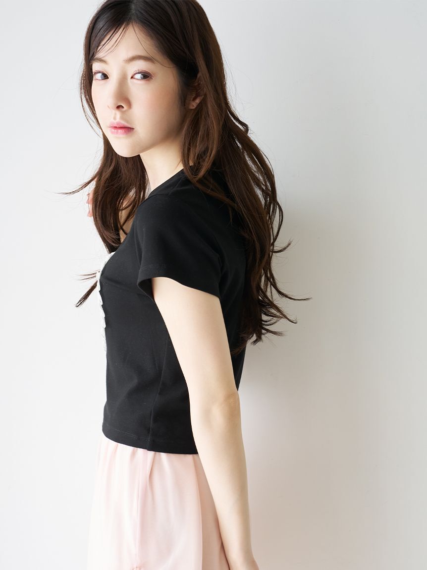 SNIDEL HOME「レースモチーフカットTシャツ」|ルームウェア|