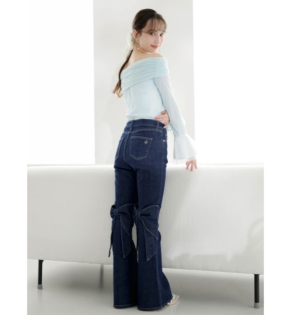 dazzlin「バックリボンフルイドパンツ」|デニム|