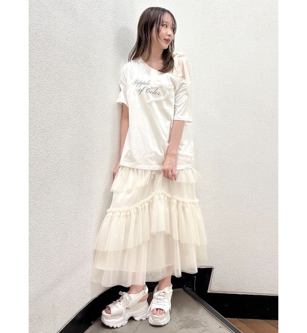 dazzlin「ワンショルフリルリボンビッグTシャツ」|Tシャツ・カットソー|