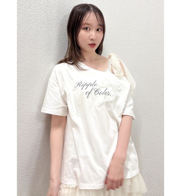 dazzlin「ワンショルフリルリボンビッグTシャツ」|Tシャツ・カットソー|