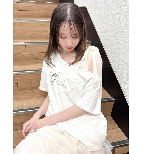 dazzlin「ワンショルフリルリボンビッグTシャツ」|Tシャツ・カットソー|