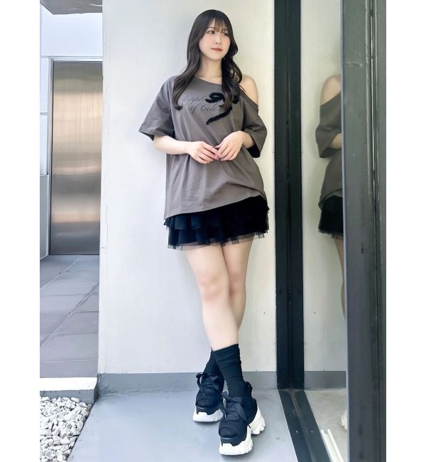 dazzlin「ワンショルフリルリボンビッグTシャツ」|Tシャツ・カットソー|