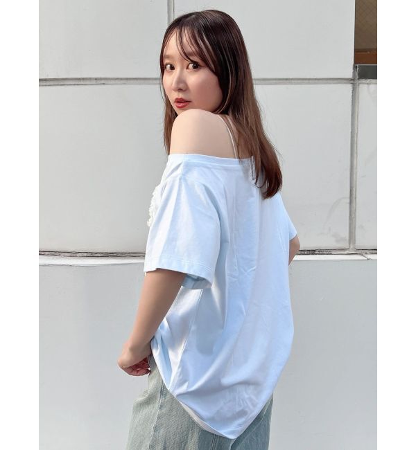dazzlin「ワンショルフリルリボンビッグTシャツ」|Tシャツ・カットソー|ブルー