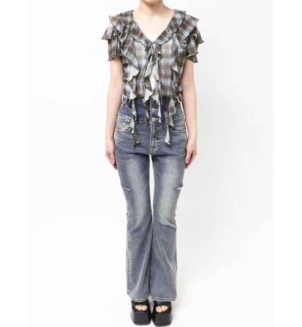 EMODA「ラッフルカットアウトトップ」|Tシャツ・カットソー|