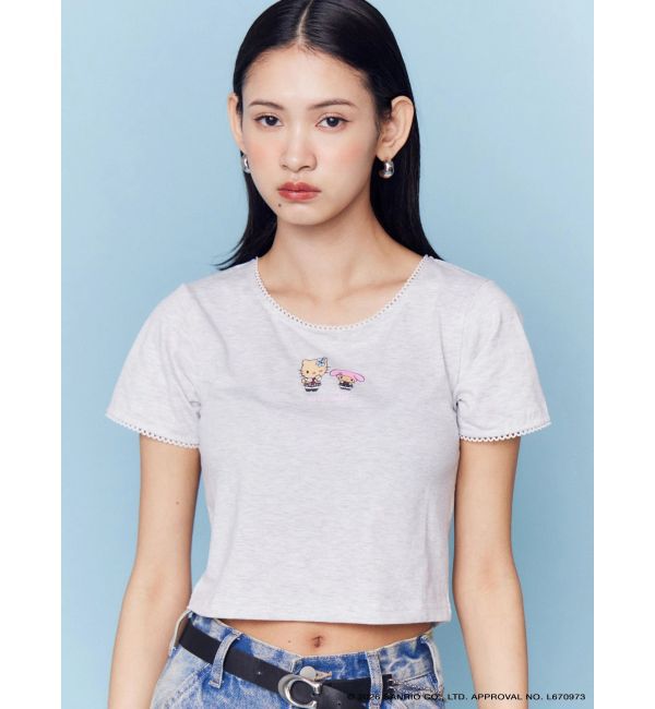 EMODA「【日焼けHello Kitty&My Melody&times;EMODA】MINI LACE T/S」|Tシャツ・カットソー|グレー