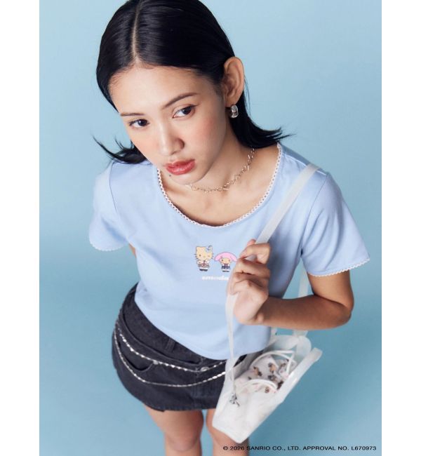 EMODA「【日焼けHello Kitty&My Melody&times;EMODA】MINI LACE T/S」|Tシャツ・カットソー|