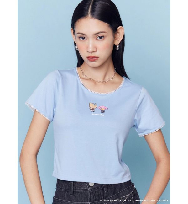 EMODA「【日焼けHello Kitty&My Melody&times;EMODA】MINI LACE T/S」|Tシャツ・カットソー|ブルー