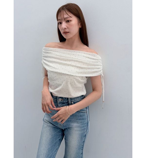 LAGUNAMOON「テキタイルオフショルドロストトップス」|Tシャツ・カットソー|