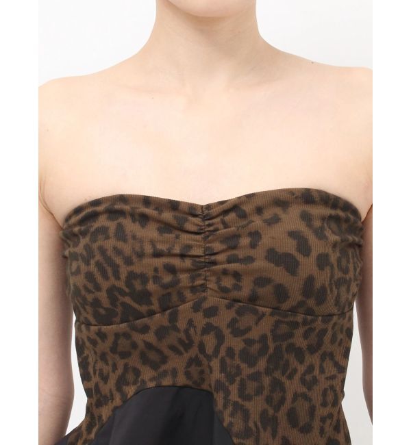 GYDA「LEOPARD HEM DRAPE EDGEベアTOPS」|チューブトップ|