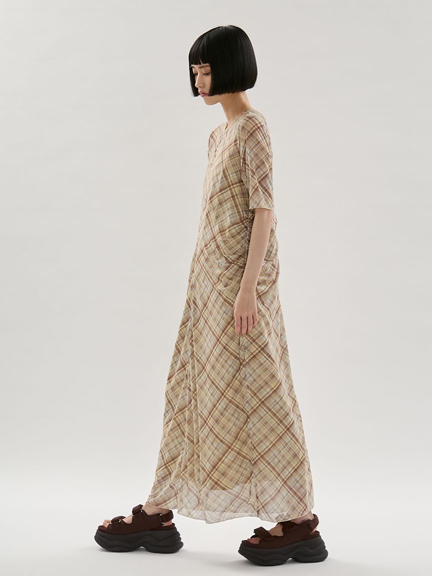 emmi atelier「シアーメッシュチェックワンピース」|ワンピース|