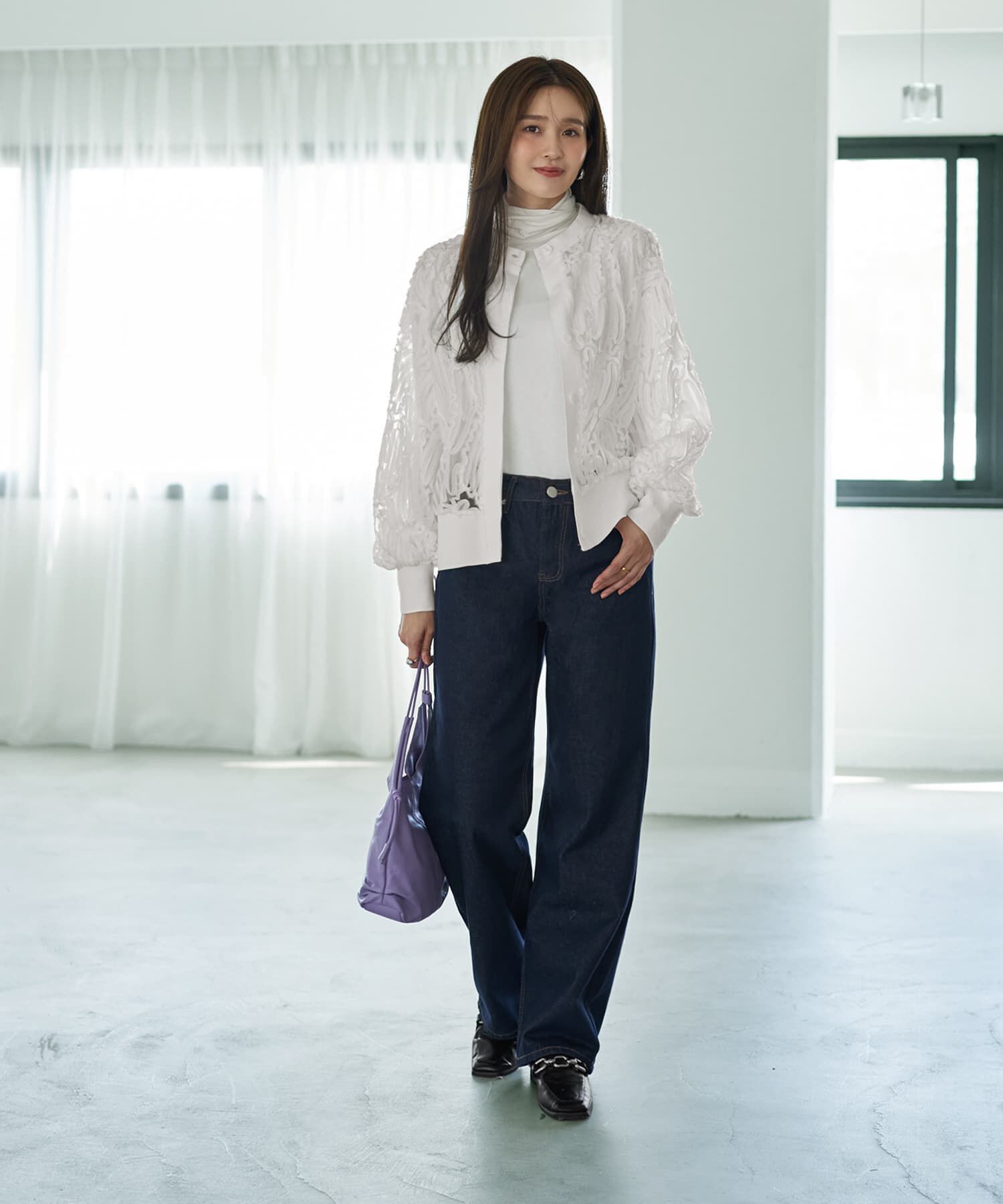 STYLE DELI「とろみ薄リブルーズタートルトップス」|Tシャツ・カットソー|
