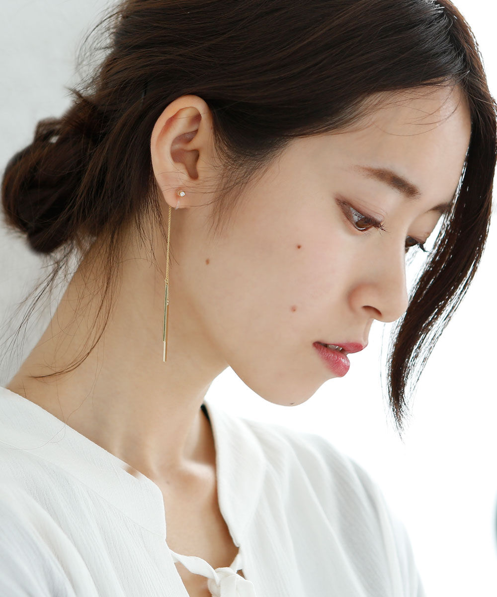 colleca la「ノンホール・ストーンとロングチェーンのイヤリング」|イヤリング|