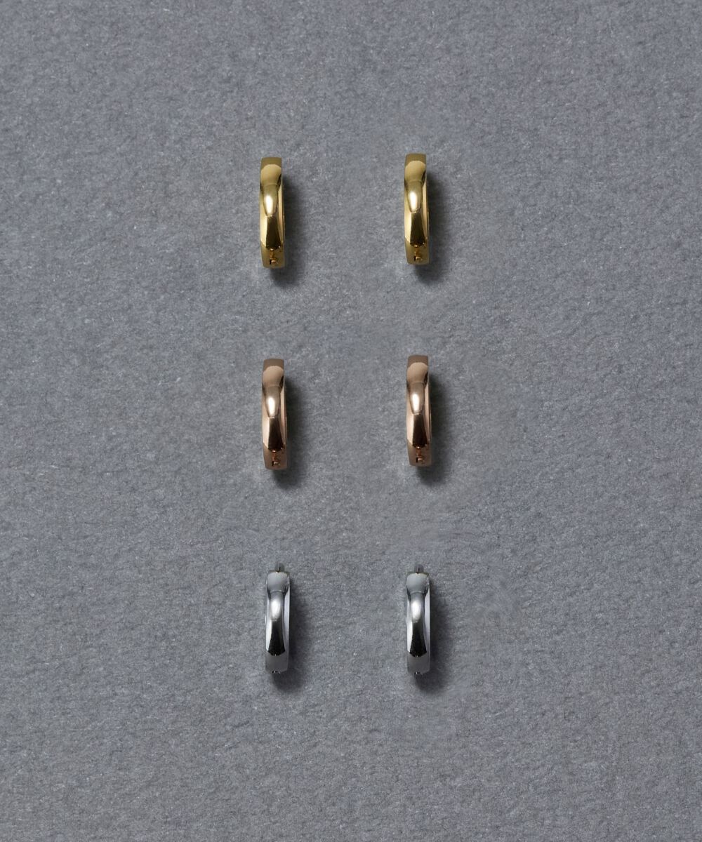 Phoebe「【金属アレルギー対応】ワンタッチメタルフープミニピアス　ローズゴールド/サージカルステンレス」|ピアス|