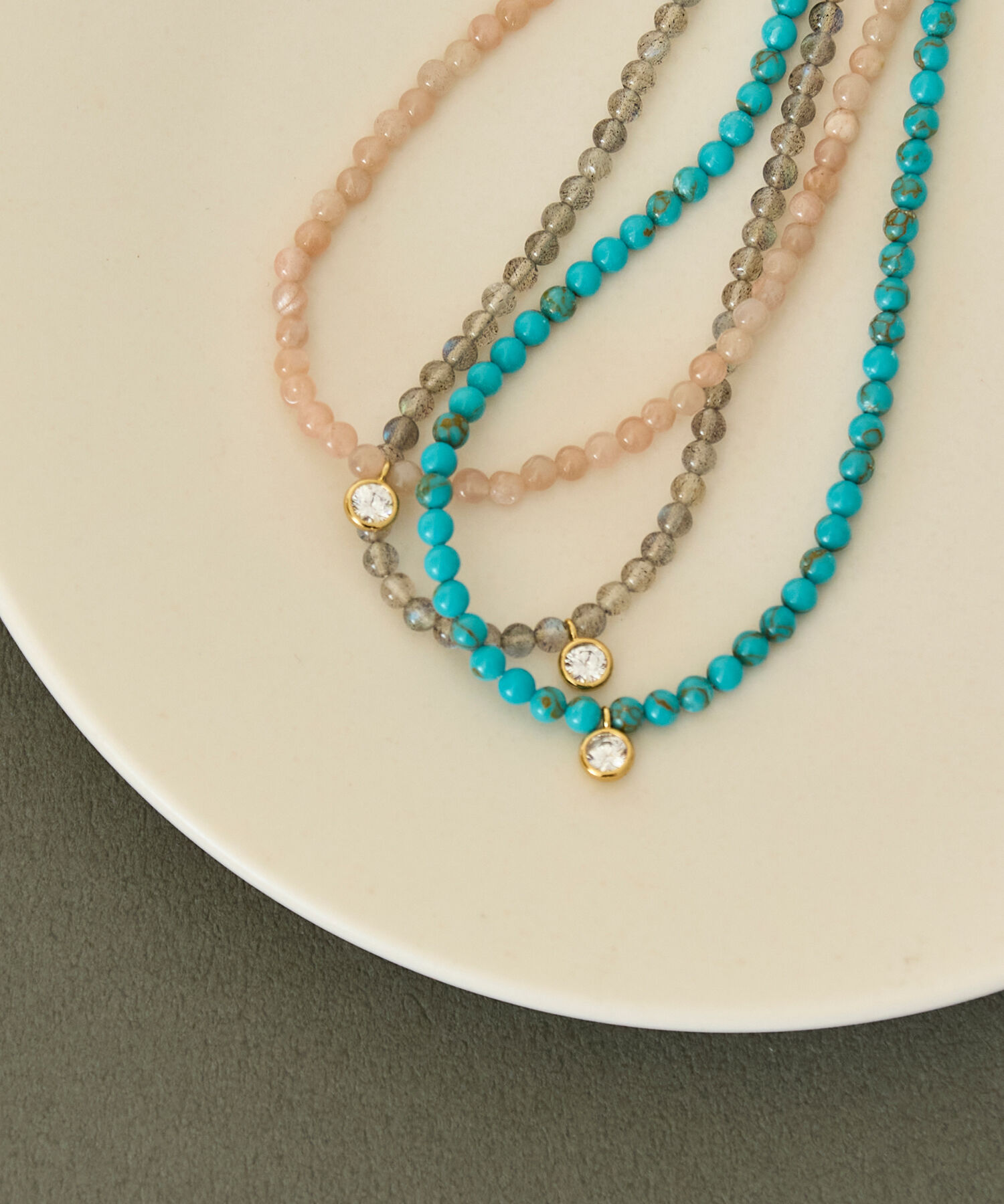 Phoebe「【金属アレルギー対応】ウィスパーストーンネックレス　ピンク　天然石/ビーズネックレス/ステンレス」|ネックレス|