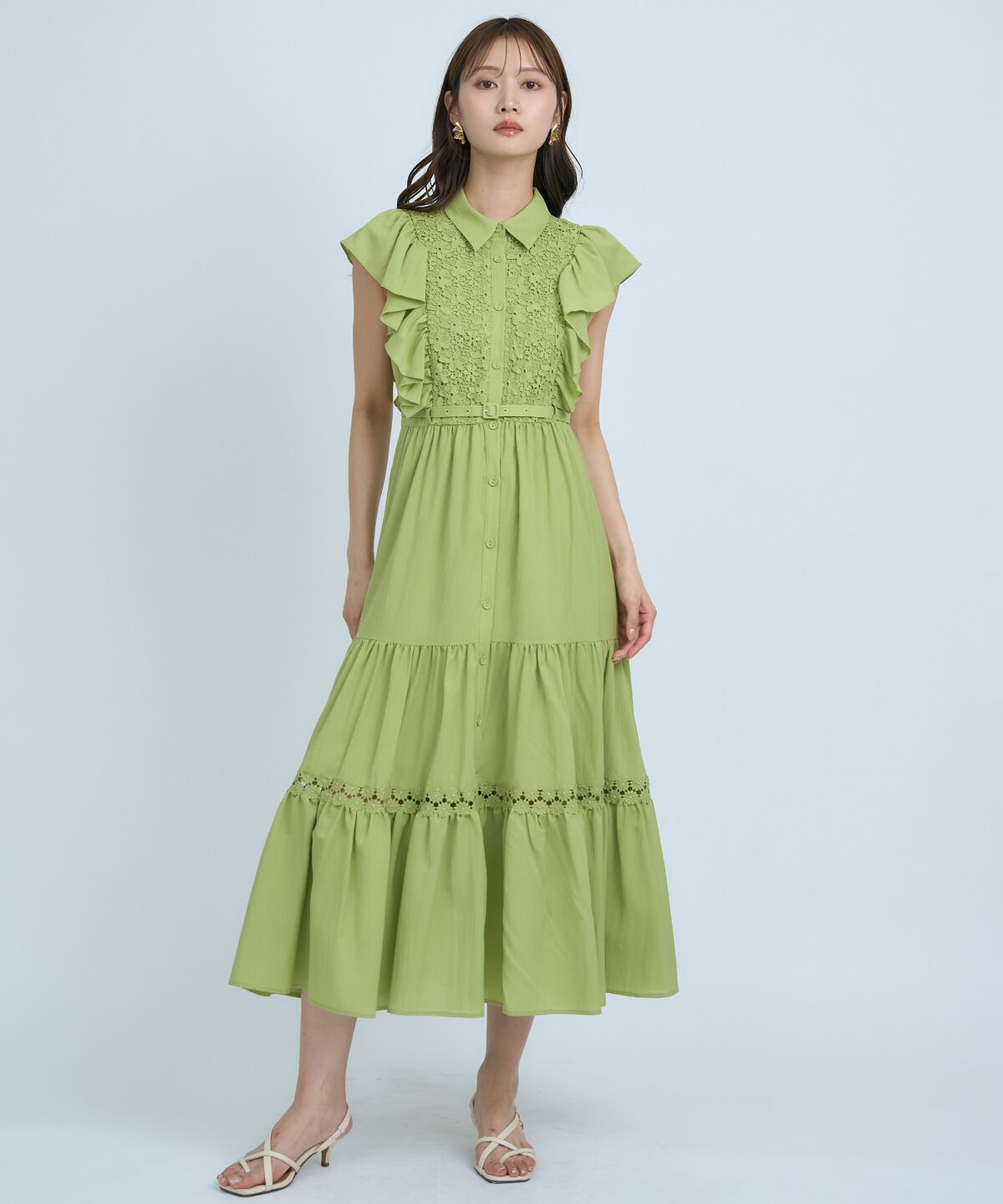 アンドクチュール「レースフリルシャツワンピース」|ワンピース|