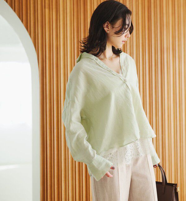 UNITED ARROWS green label relaxing「［size SHORTあり］リネンバランスシャツ」|シャツ・ブラウス|LIME