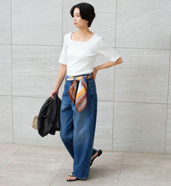 UNITED ARROWS green label relaxing「ブライトリブ スクエアネック 5分袖 プルオーバー カットソー」|Tシャツ・カットソー|