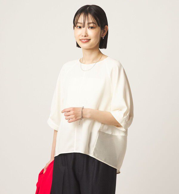 UNITED ARROWS green label relaxing「［size SHORTあり］fleurie(フルリー) フォルム ショートスリーブ ブラウス」|シャツ・ブラウス|OFF WHITE