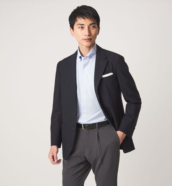 UNITED ARROWS green label relaxing「A+ COOL Pトリコット シャドーストライプ スタンダード ボタンダウン 半袖 ドレスシャツ -ストレッチ・イー」|シャツ・ブラウス|