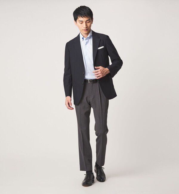 UNITED ARROWS green label relaxing「A+ COOL Pトリコット シャドーストライプ スタンダード ボタンダウン 半袖 ドレスシャツ -ストレッチ・イー」|シャツ・ブラウス|