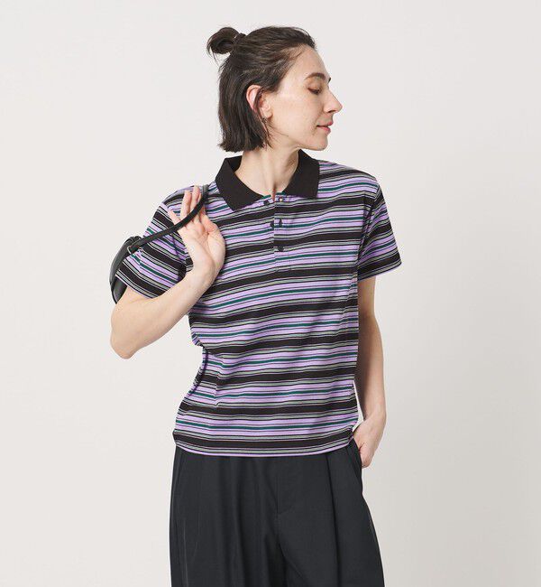 BEAUTY&YOUTH UNITED ARROWS「【WEB限定】マルチボーダー ポロカラーTシャツ」|Tシャツ・カットソー|PURPLE