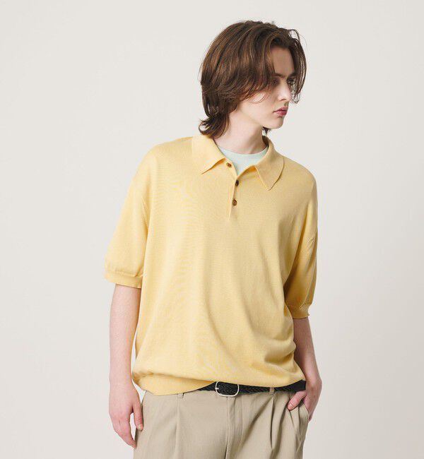 BEAUTY&YOUTH UNITED ARROWS「HI-LINE グロッシー ギザ 3B ニット ポロシャツ ウォッシャブル」|ニット・セーター|