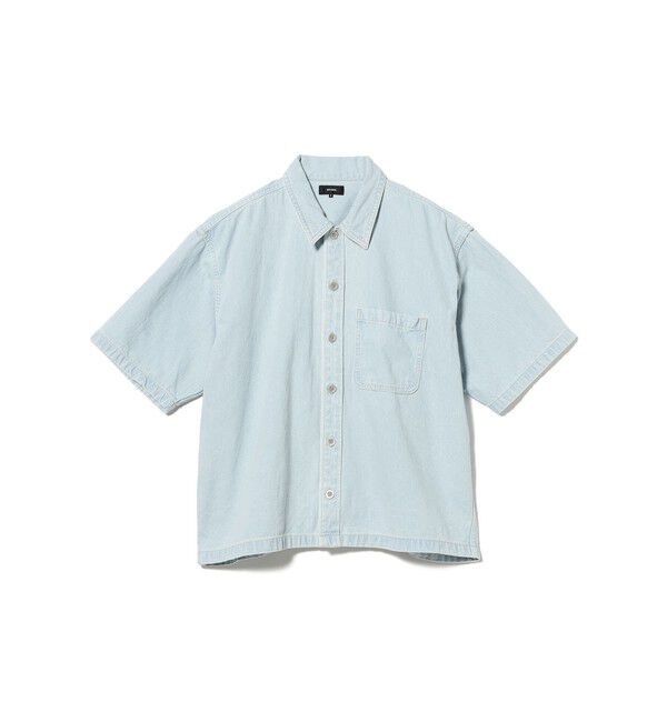 BEAMS「BEAMS｜ショート デニム シャツ【ワイドショートフィット】」|シャツ・ブラウス|ICE_WASH