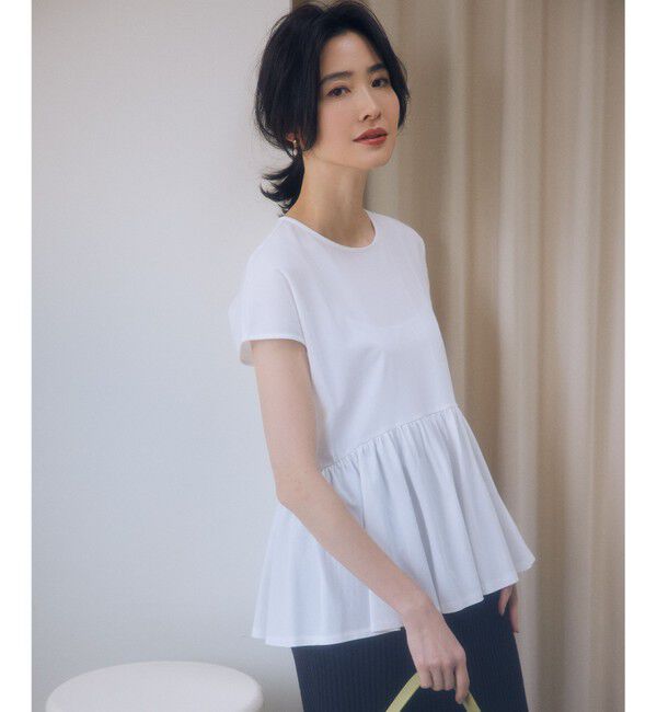 組曲「【WEB限定】トリコットジャージー ペプラムカットソー」|Tシャツ・カットソー|ホワイト系