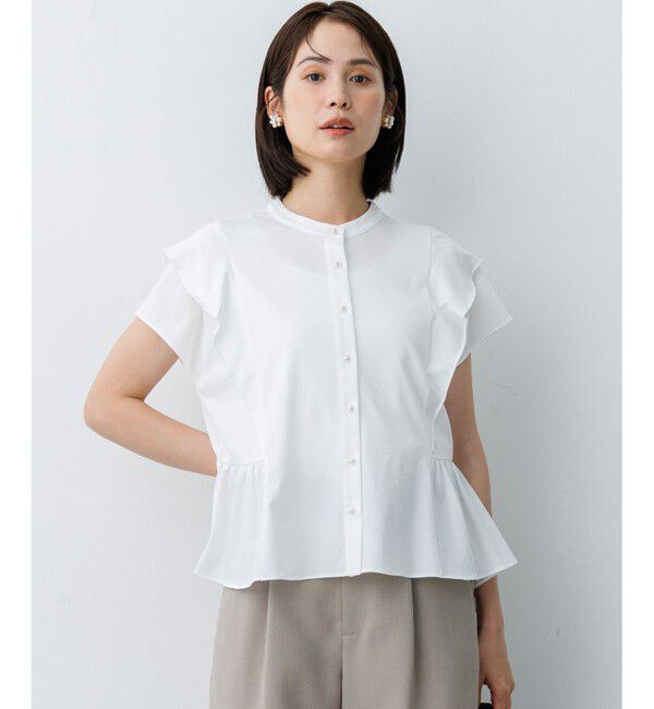 組曲「プレーティング天竺 ラッフルスリーブ ペプラムカットソー」|Tシャツ・カットソー|ｵﾌﾎﾜｲﾄ
