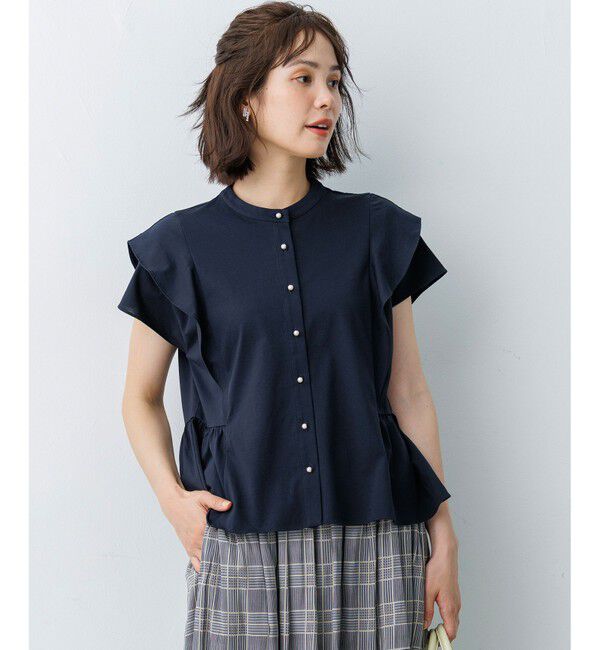 組曲「プレーティング天竺 ラッフルスリーブ ペプラムカットソー」|Tシャツ・カットソー|
