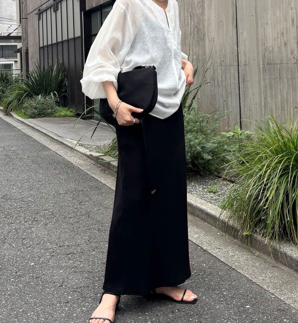  「【インしないでスッキリ/夏にも着れるシアー長袖】ジップドロストブラウス」|シャツ・ブラウス|