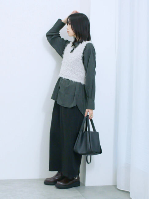 Samansa Mos2 blue「◎マットサテンタックシャツ」|シャツ・ブラウス|