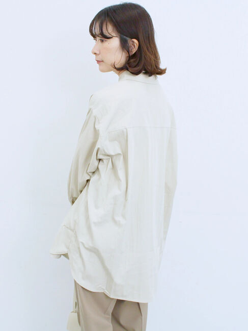 Samansa Mos2 blue「◎マットサテンタックシャツ」|シャツ・ブラウス|