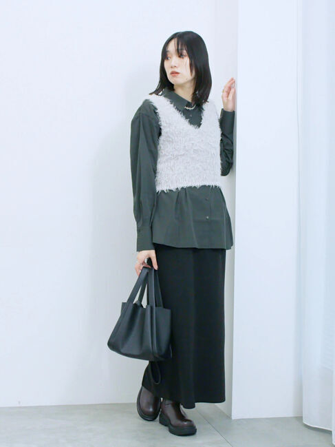 Samansa Mos2 blue「◎マットサテンタックシャツ」|シャツ・ブラウス|