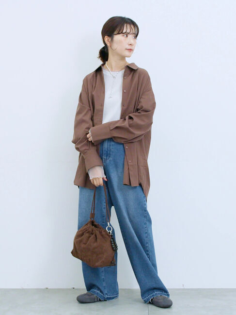 Samansa Mos2 blue「◎マットサテンタックシャツ」|シャツ・ブラウス|