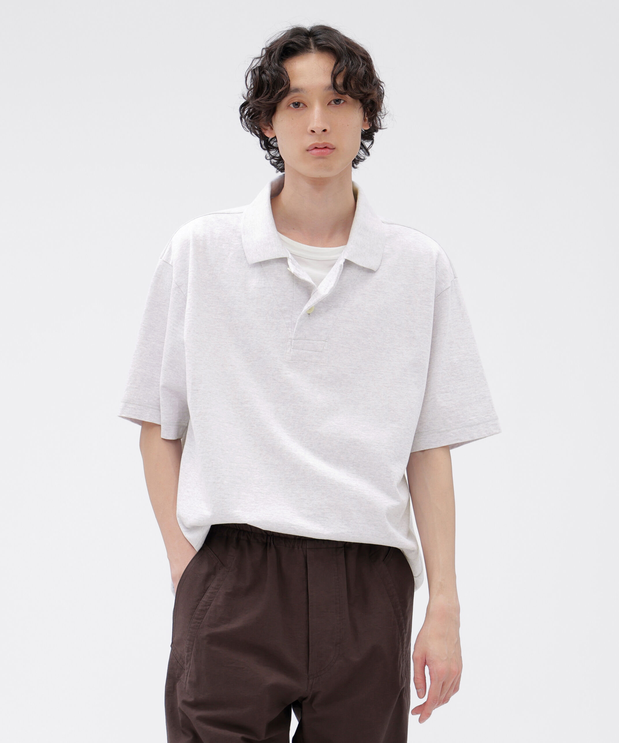 MHL.「MARL COTTON JERSEY TOP」|Tシャツ・カットソー|LIGHT GREY1