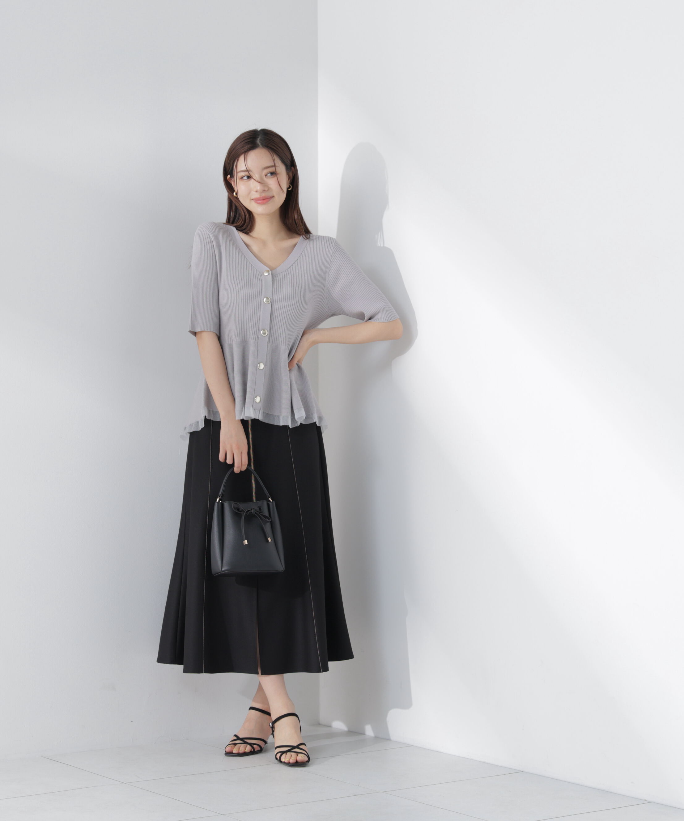 PROPORTION BODY DRESSING「＜一部追加生産予約＞部分シアーペプラムニット」|ニット・セーター|