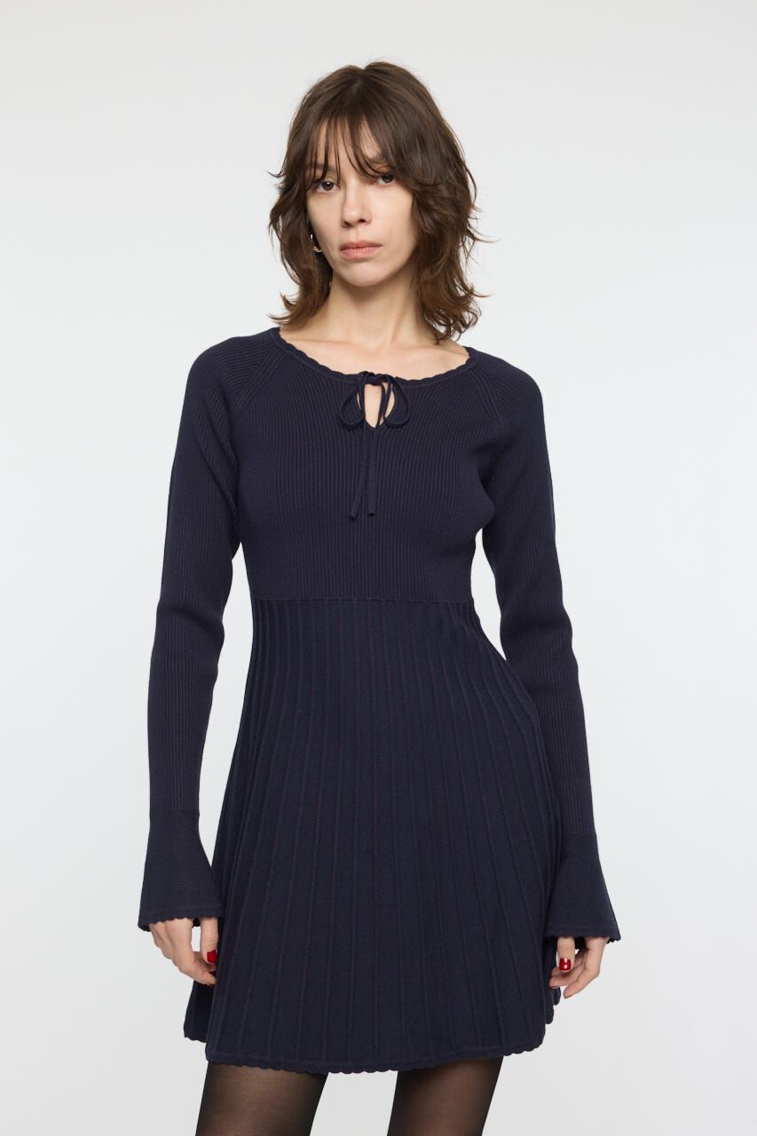 MOUSSY「PICO RIBBON MINI ドレス」|ワンピース|NVY