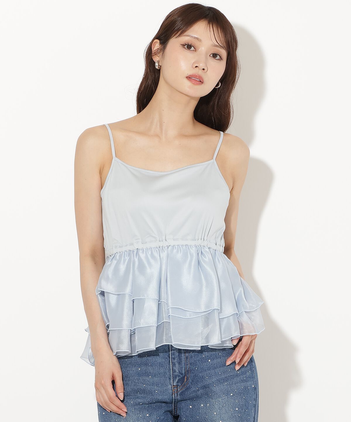 アンドクチュール「Wカラーフレンチスリーブカットプルオーバー&times;キャミセット」|Tシャツ・カットソー|