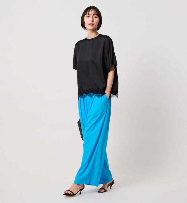 UNITED ARROWS「ジャージー タック ワイドパンツ ‐ウォッシャブル‐」|スラックス|