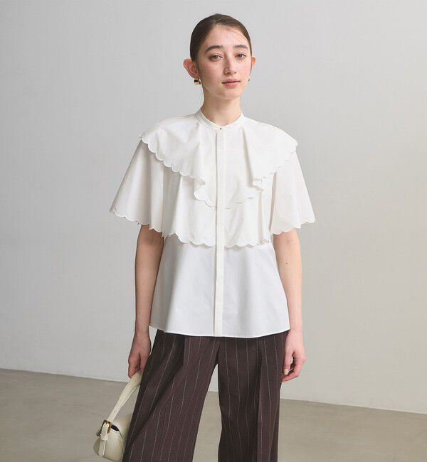 UNITED ARROWS「スカラップ フリル ブラウス ‐はっ水 UVカット 防しわ ウォッシャブル‐」|シャツ・ブラウス|