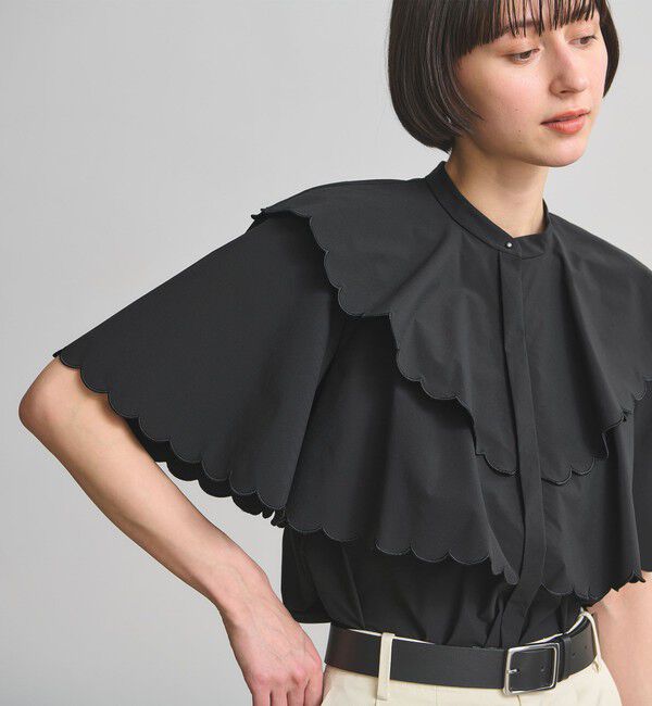 UNITED ARROWS「スカラップ フリル ブラウス ‐はっ水 UVカット 防しわ ウォッシャブル‐」|シャツ・ブラウス|