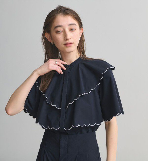 UNITED ARROWS「スカラップ フリル ブラウス ‐はっ水 UVカット 防しわ ウォッシャブル‐」|シャツ・ブラウス|
