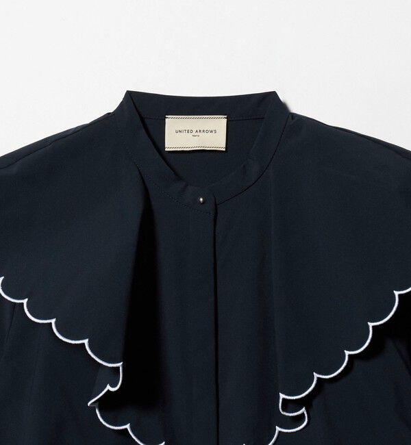 UNITED ARROWS「スカラップ フリル ブラウス ‐はっ水 UVカット 防しわ ウォッシャブル‐」|シャツ・ブラウス|
