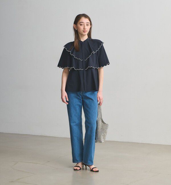 UNITED ARROWS「スカラップ フリル ブラウス ‐はっ水 UVカット 防しわ ウォッシャブル‐」|シャツ・ブラウス|
