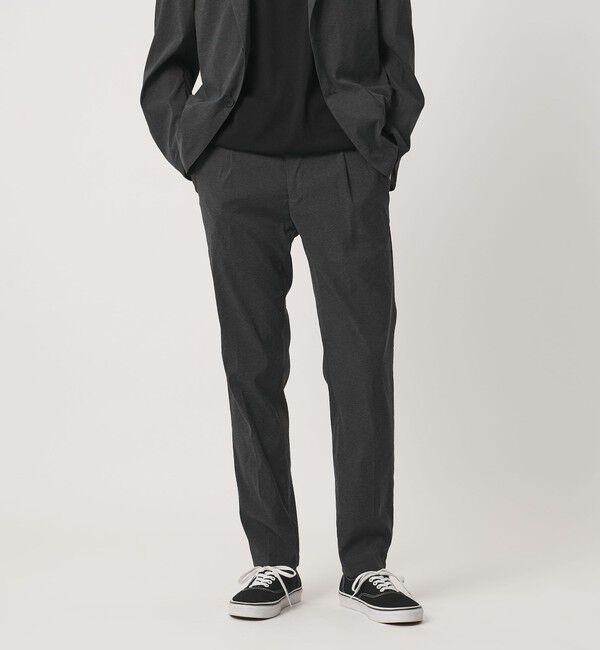 UNITED ARROWS「ウェザーコンフォート メランジ サイドシャーリング 1プリーツ パンツ 撥水 ヨコストレッチ」|チノ|